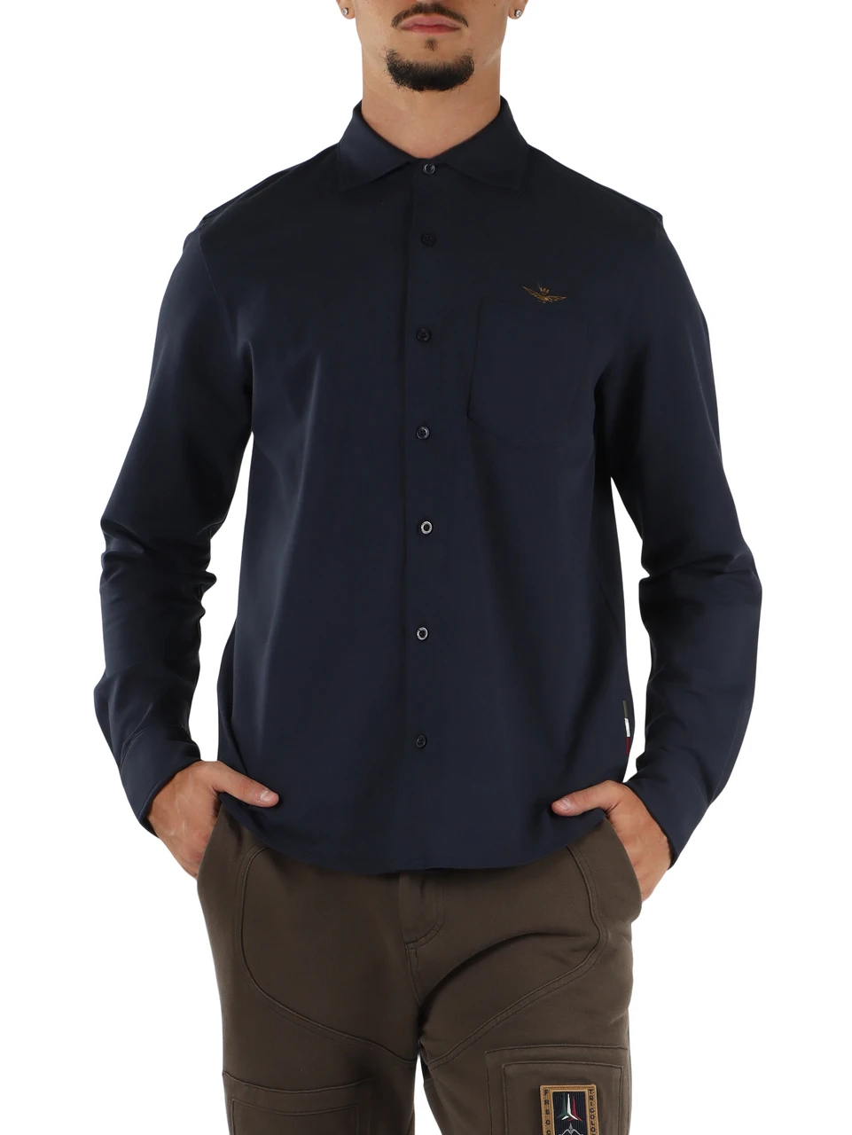 Dunkelblau | Regular Fit Hemd aus Baumwolljersey