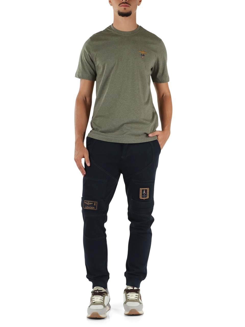 GRÜN | Baumwoll-T-Shirt mit Logostickerei