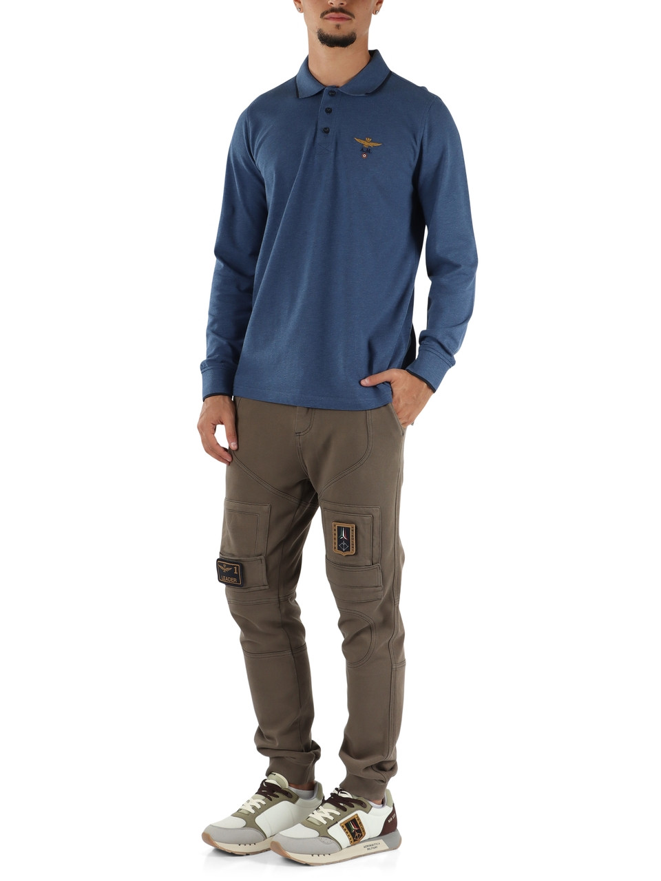HELLBLAU | Langarm-Poloshirt Regular Fit aus Piqué-Baumwolle