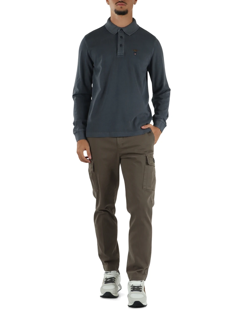 BLU | Polo manica lunga regular fit in cotone