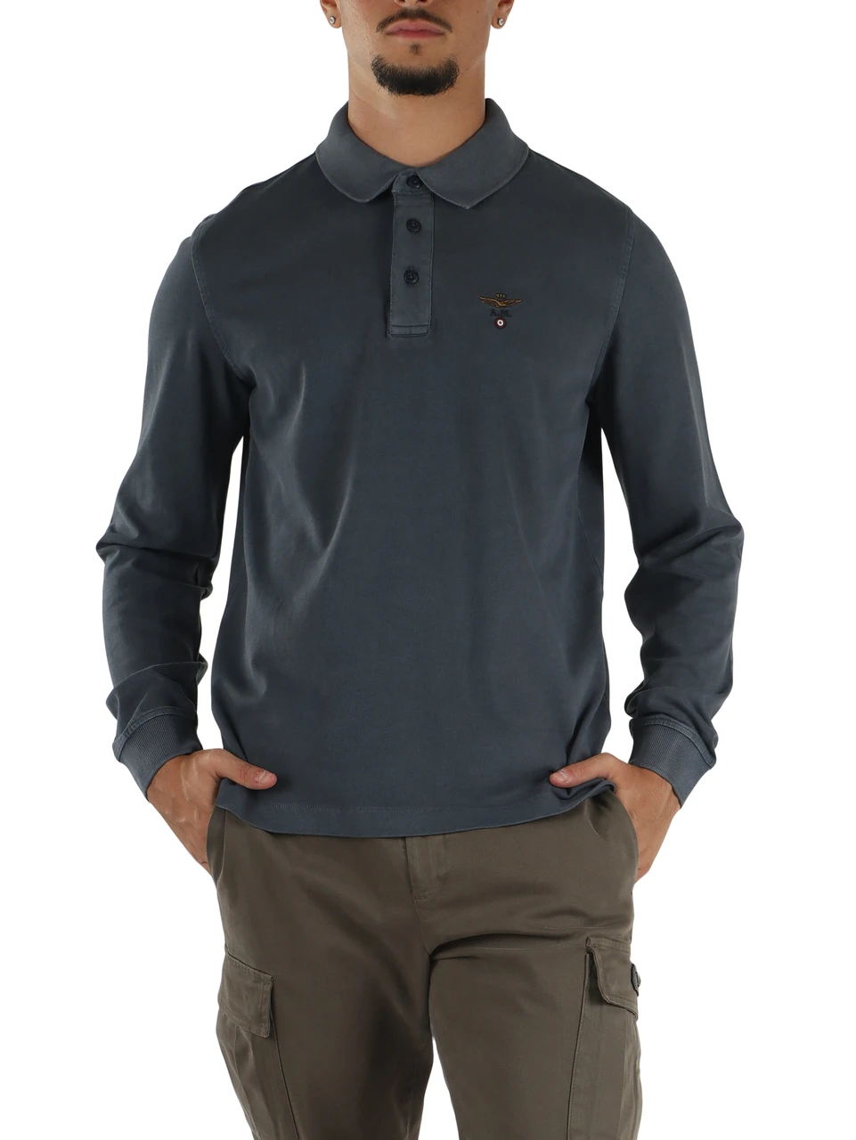 BLU | Polo manica lunga regular fit in cotone