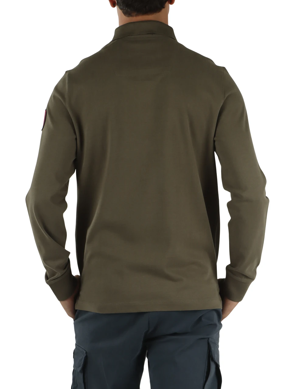 Militärgrün | Langarm-Poloshirt Regular Fit aus Baumwolle