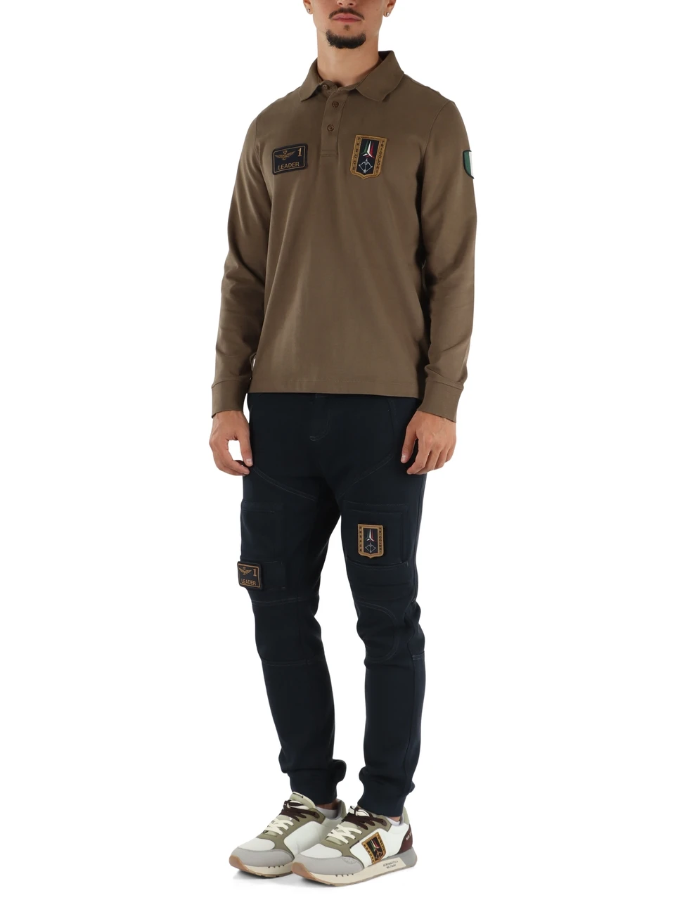 KAKI | Langarm-Poloshirt Regular Fit aus Baumwolle