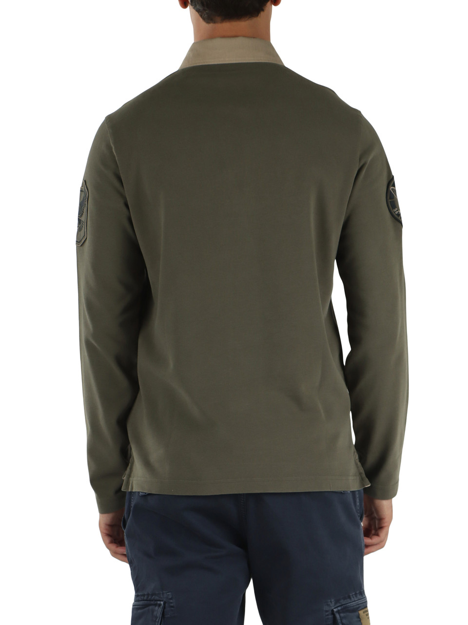 Militärgrün | Langarm-Poloshirt Regular Fit aus Baumwolle