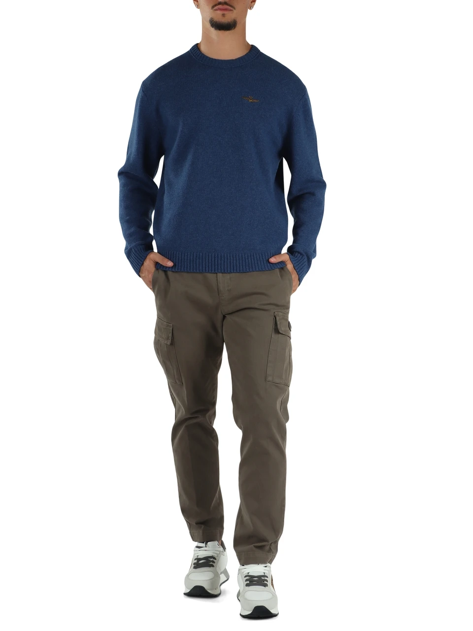 BLU | Maglia girocollo in misto lana