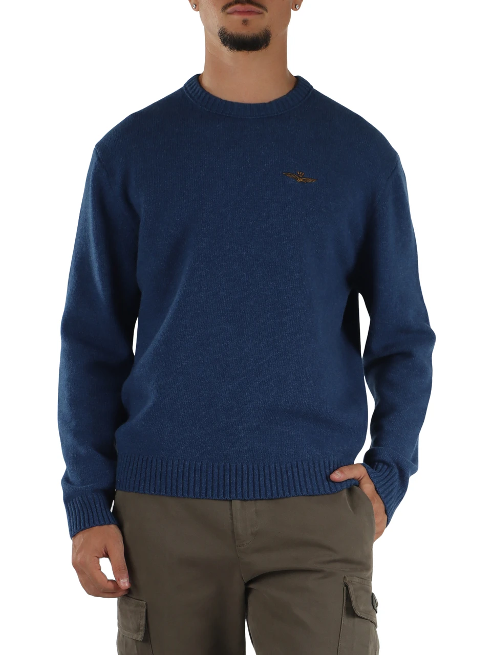 BLU | Maglia girocollo in misto lana