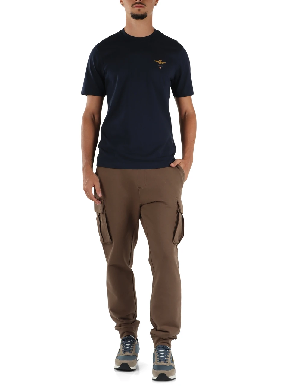 KAKI | Pantalone sportivo cargo regular fit in cotone felpato