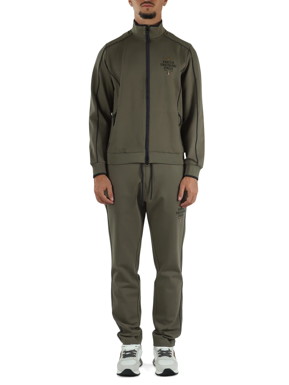 VERDE MILITARE | Tuta sportiva regular fit in misto viscosa