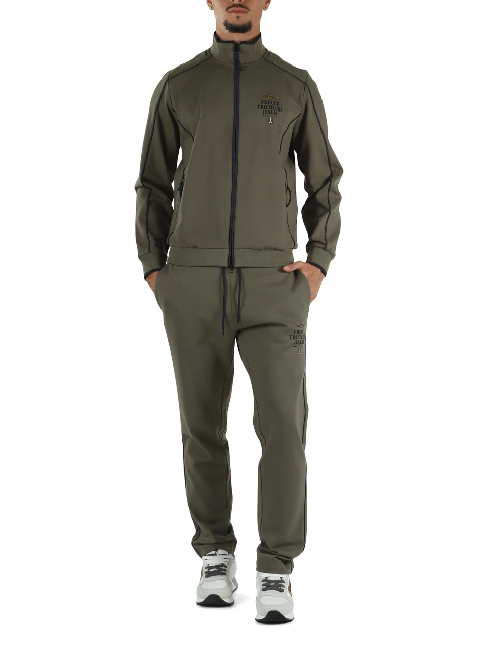 VERDE MILITARE | Tuta sportiva regular fit in misto viscosa