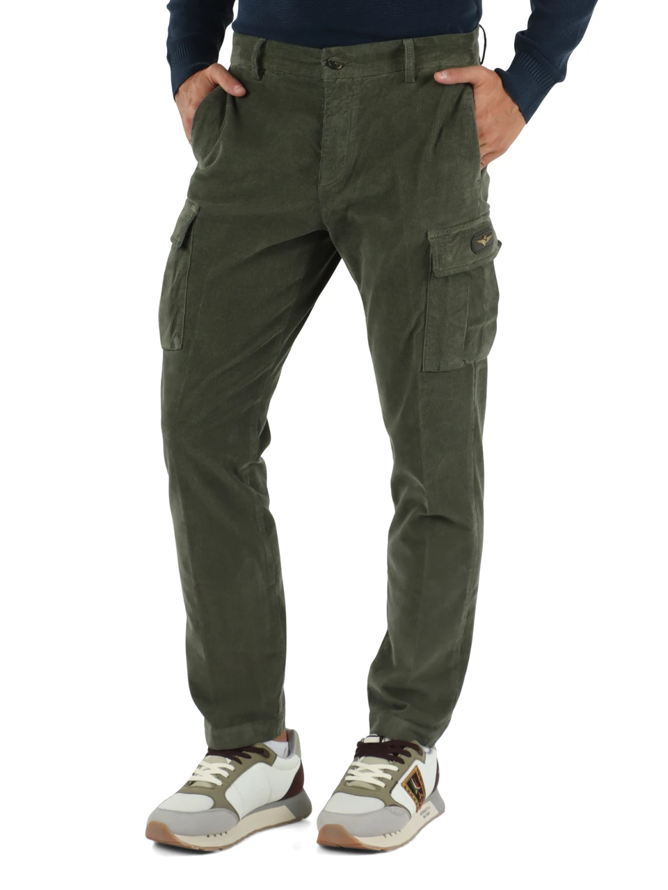 VERDE | Pantalone cargo in velluto a costine