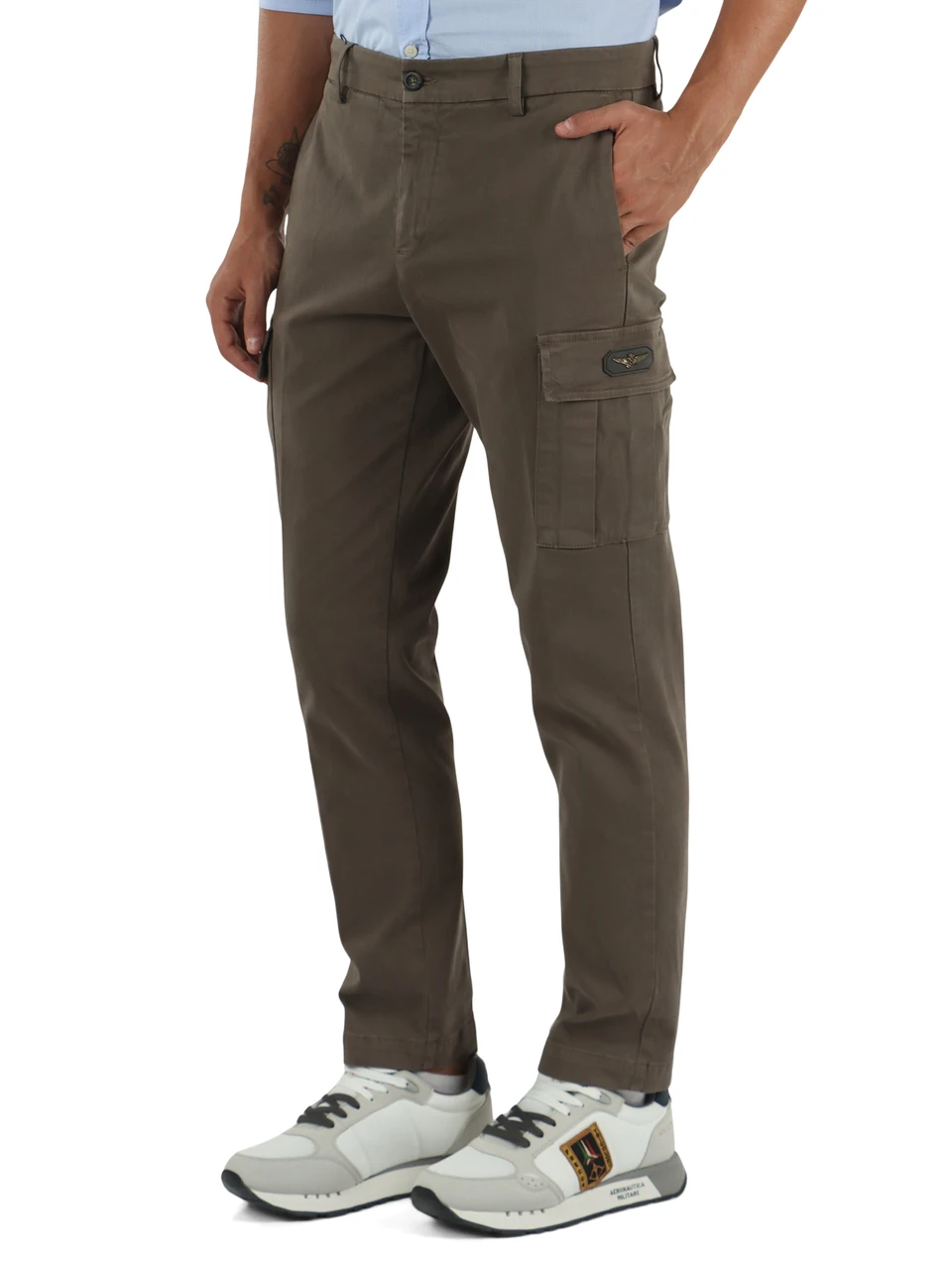 KAKI | Pantalone cargo regular fit in cotone stretch
