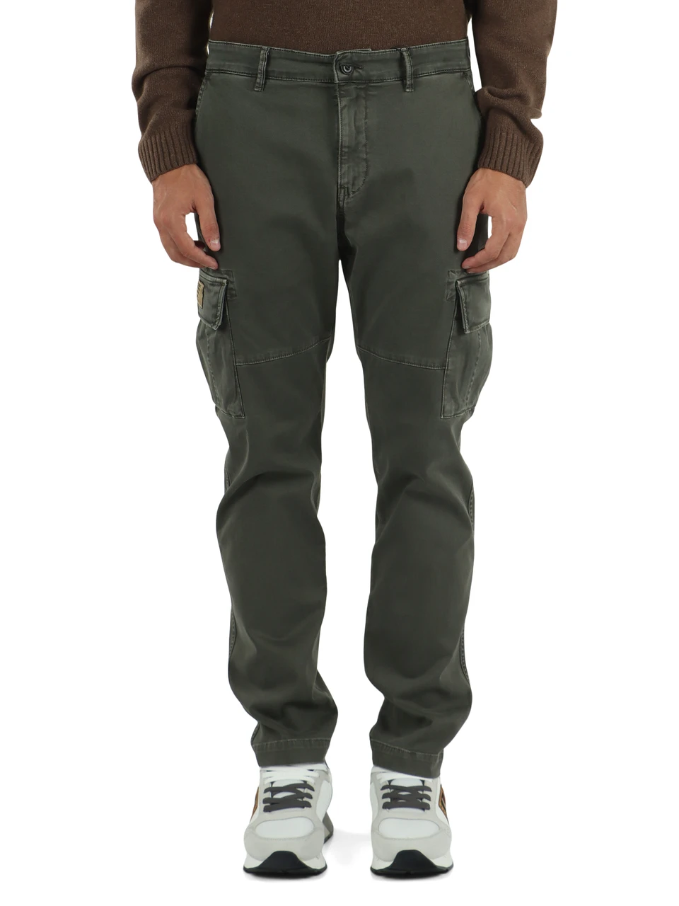 GRIGIO SCURO | Pantalone cargo regular fit in cotone stretch