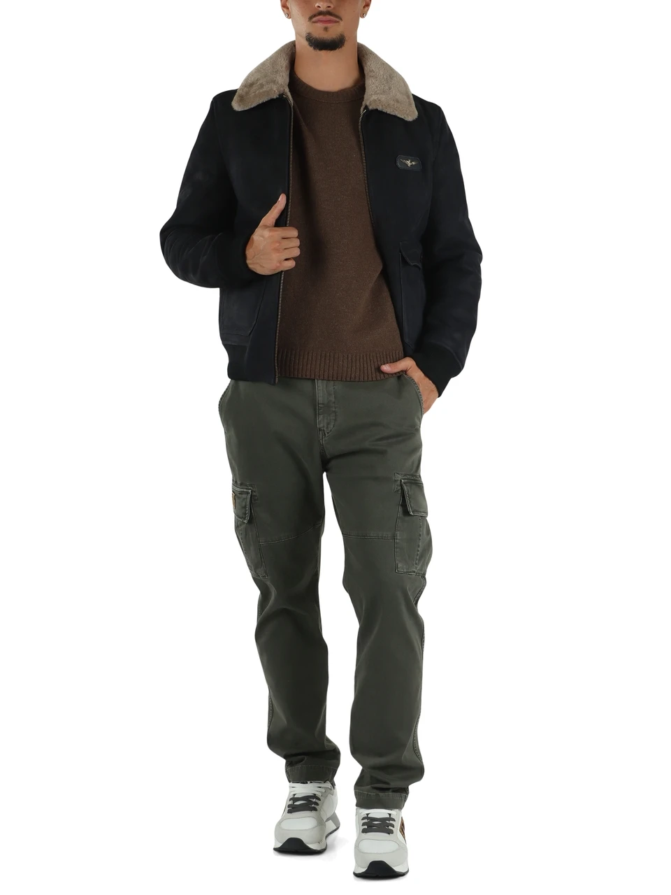 GRIGIO SCURO | Pantalone cargo regular fit in cotone stretch