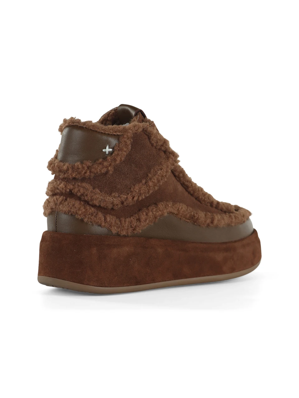 MARRONE | Stivaletti stringati in suede ed ecopelliccia LOLITA01