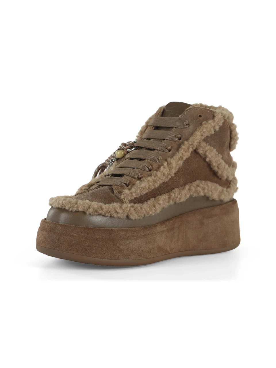 TORTORA | Stivaletti stringati in suede ed ecopelliccia LOLITA04