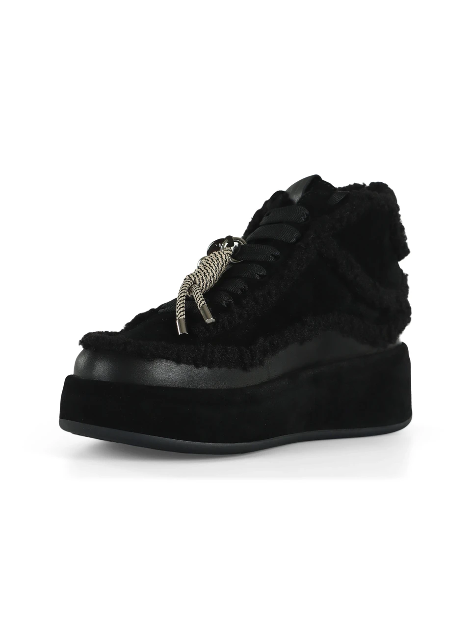 NERO | Stivaletti stringati in suede ed ecopelliccia LOLITA03