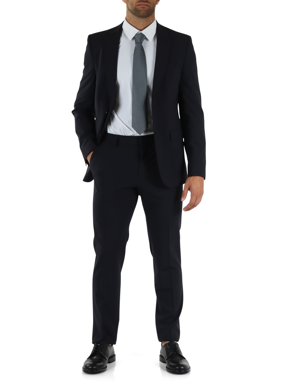 BLU SCURO | Giacca slim fit in misto lana vergine