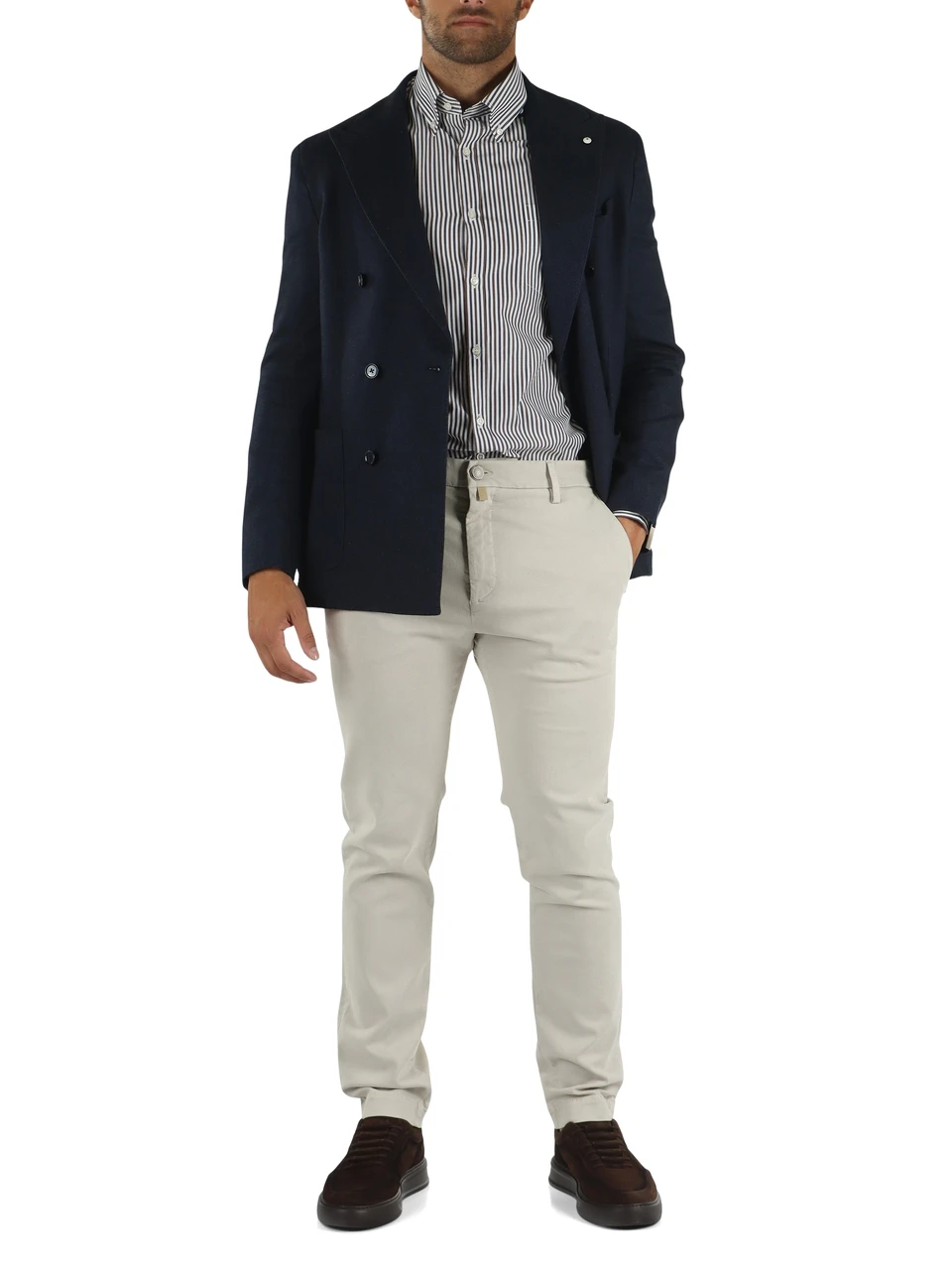 BLU SCURO | Giacca doppiopetto in cotone TOM regular fit