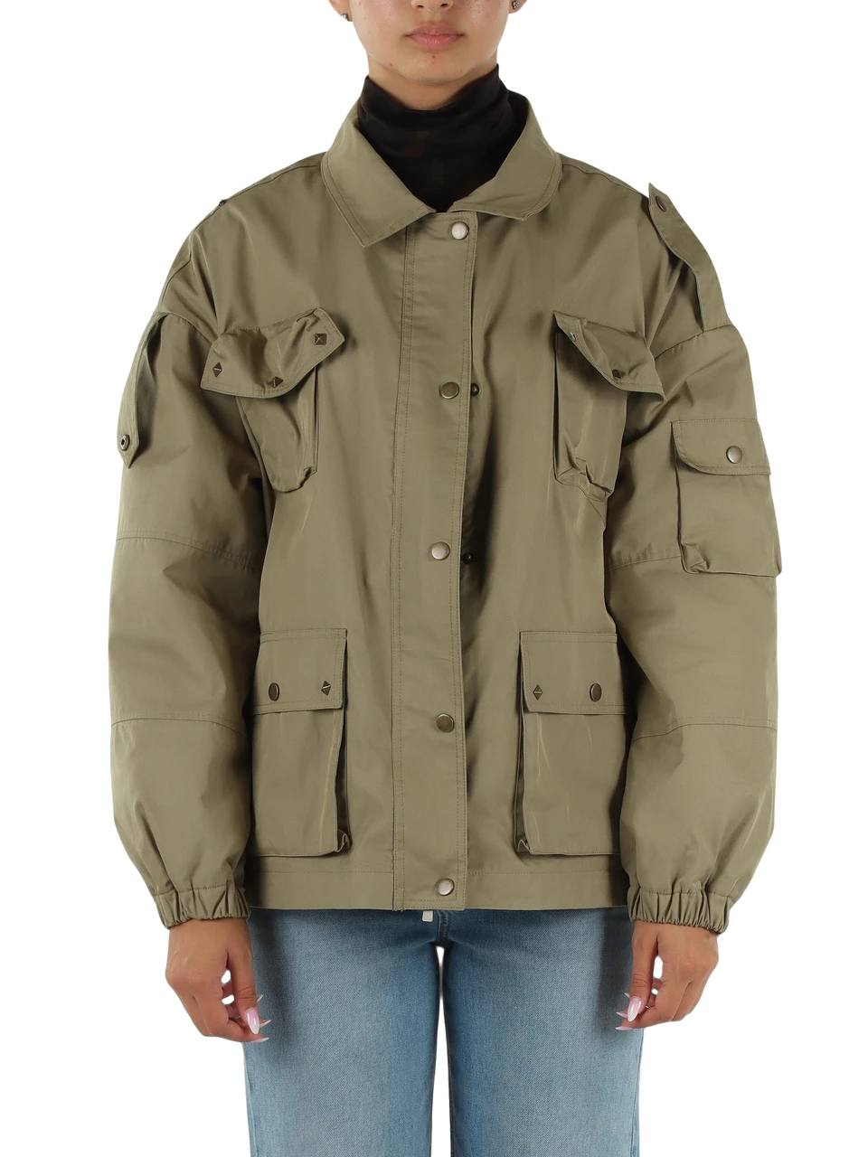 VERDE | Giubbotto in misto cotone con gilet interno in ecopelliccia