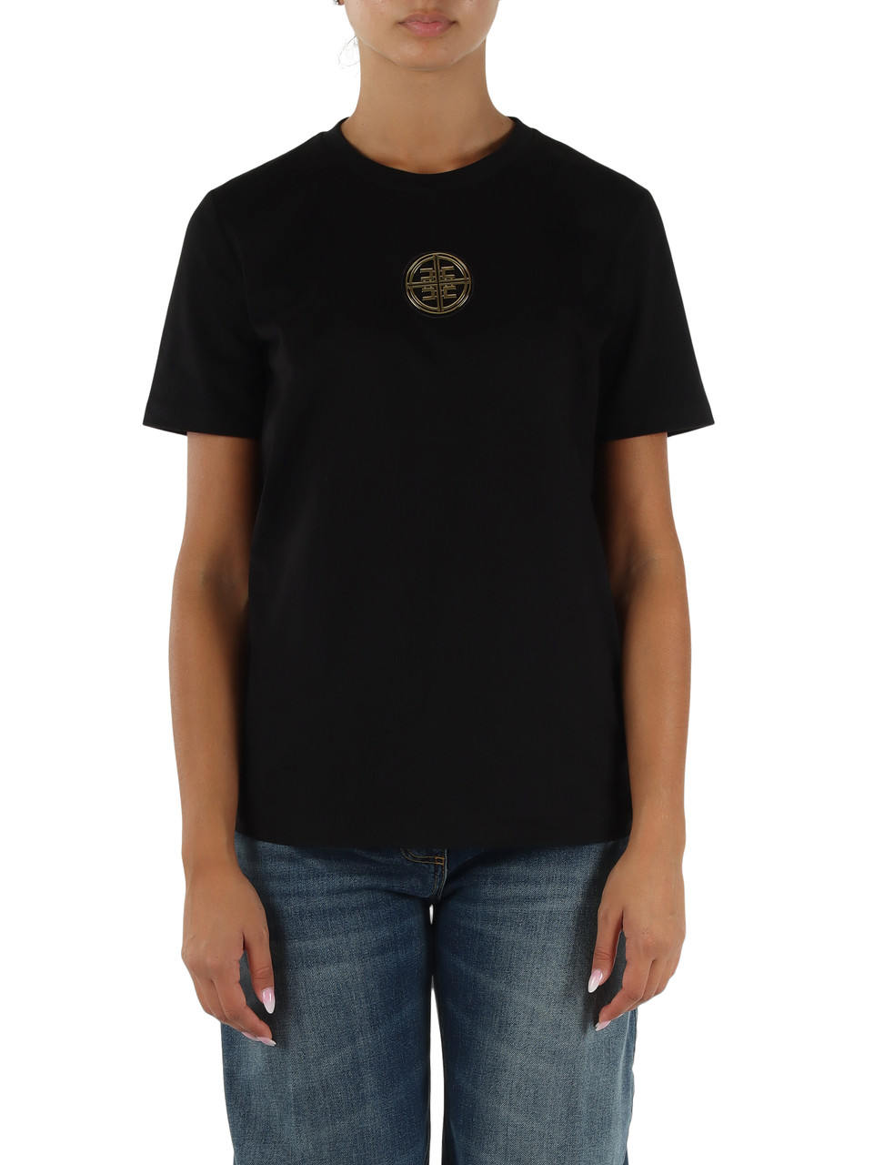 NERO | T-shirt oversize in cotone con placca logo