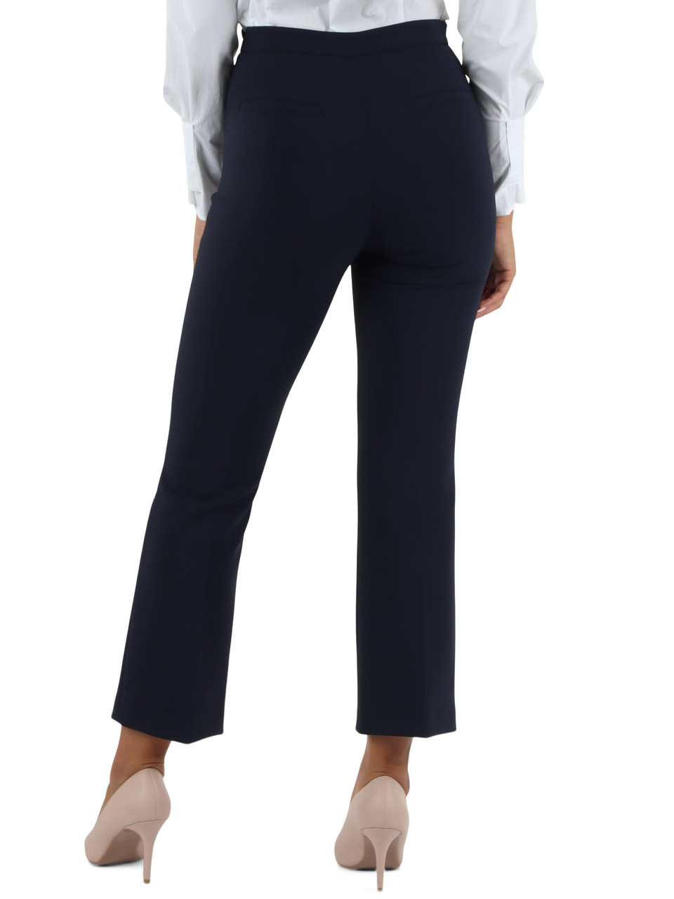 Dunkelblau | Essentials Trumpet-Hose aus doppelt Stretch-Crêpe