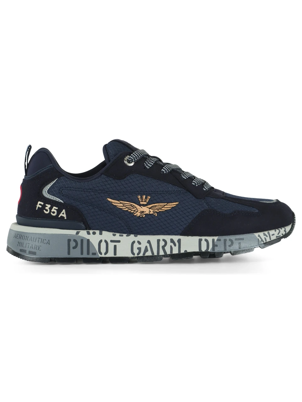 BLU | Sneakers in tessuto ed ecosuede con ricamo logo
