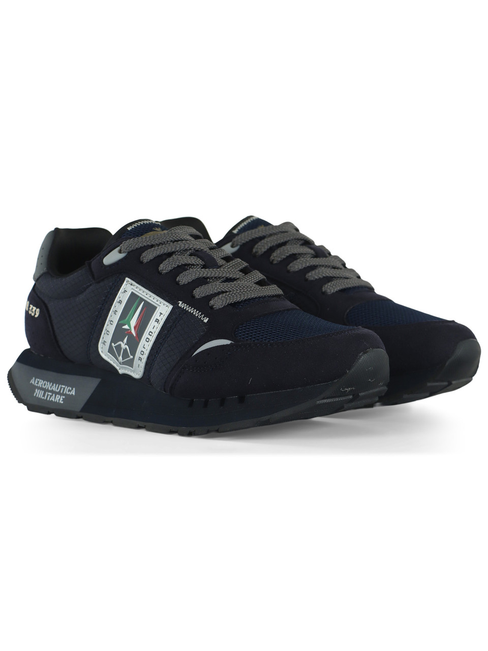 BLU | Sneakers in tessuto ed ecosuede con patch logo