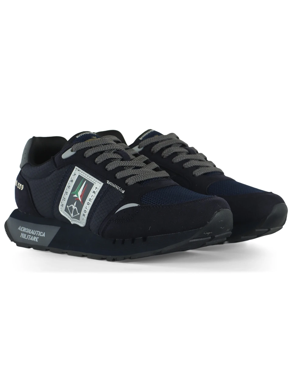 BLU | Sneakers in tessuto ed ecosuede con patch logo