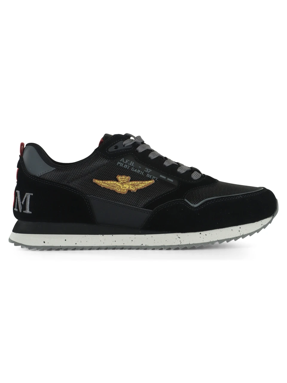 NERO | Sneakers in tessuto ed ecosuede con patch logo