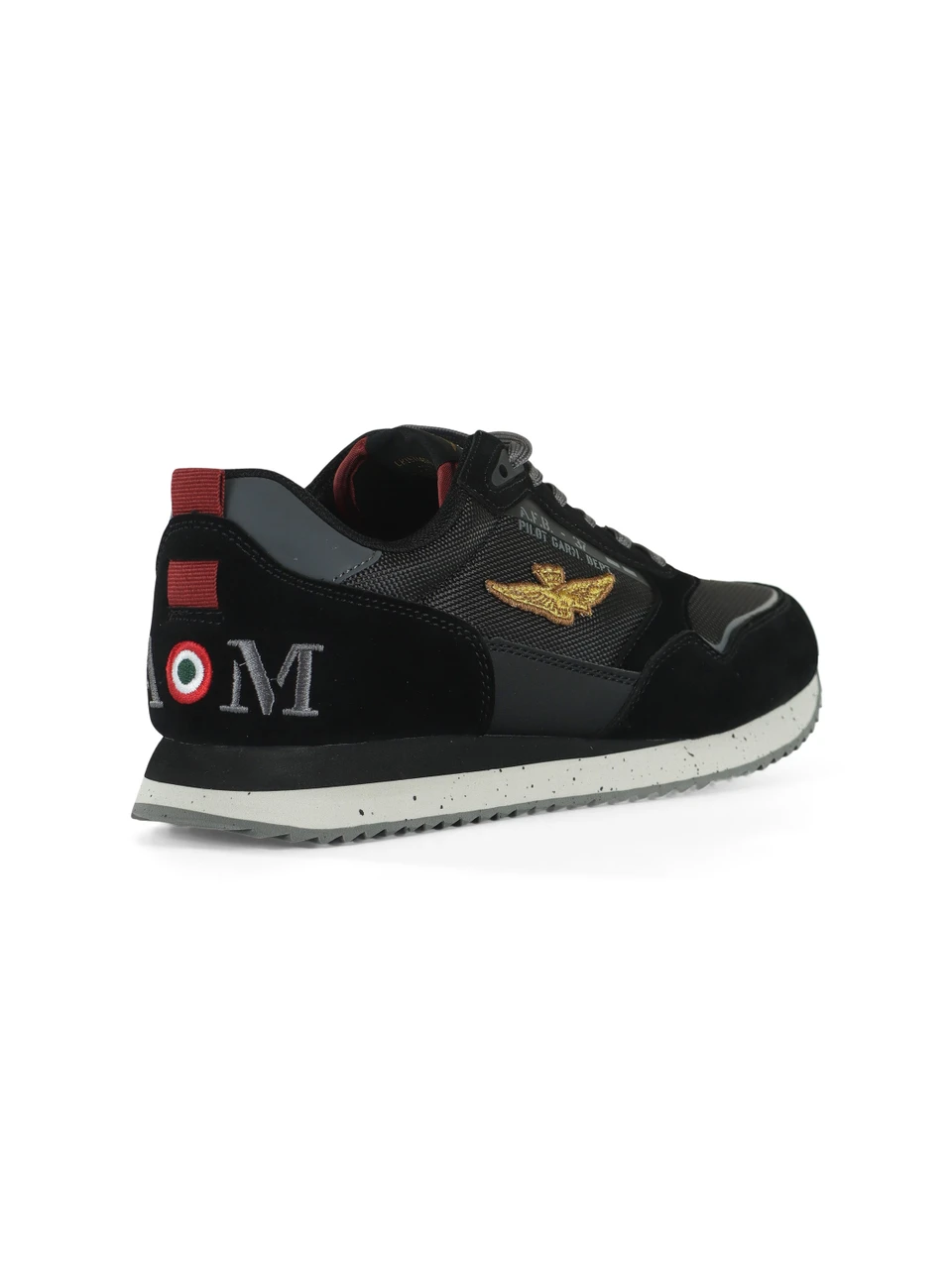 NERO | Sneakers in tessuto ed ecosuede con patch logo