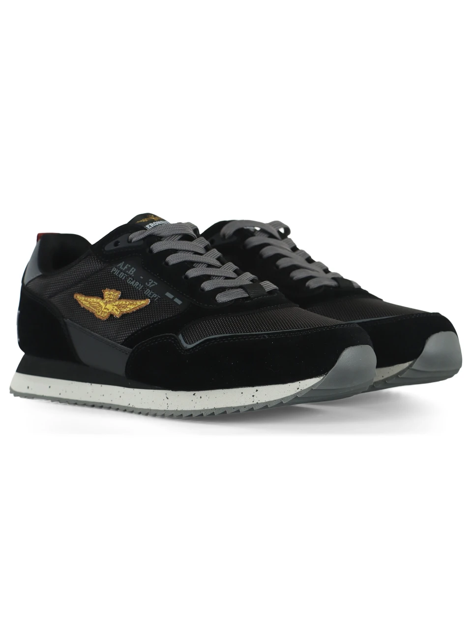 NERO | Sneakers in tessuto ed ecosuede con patch logo