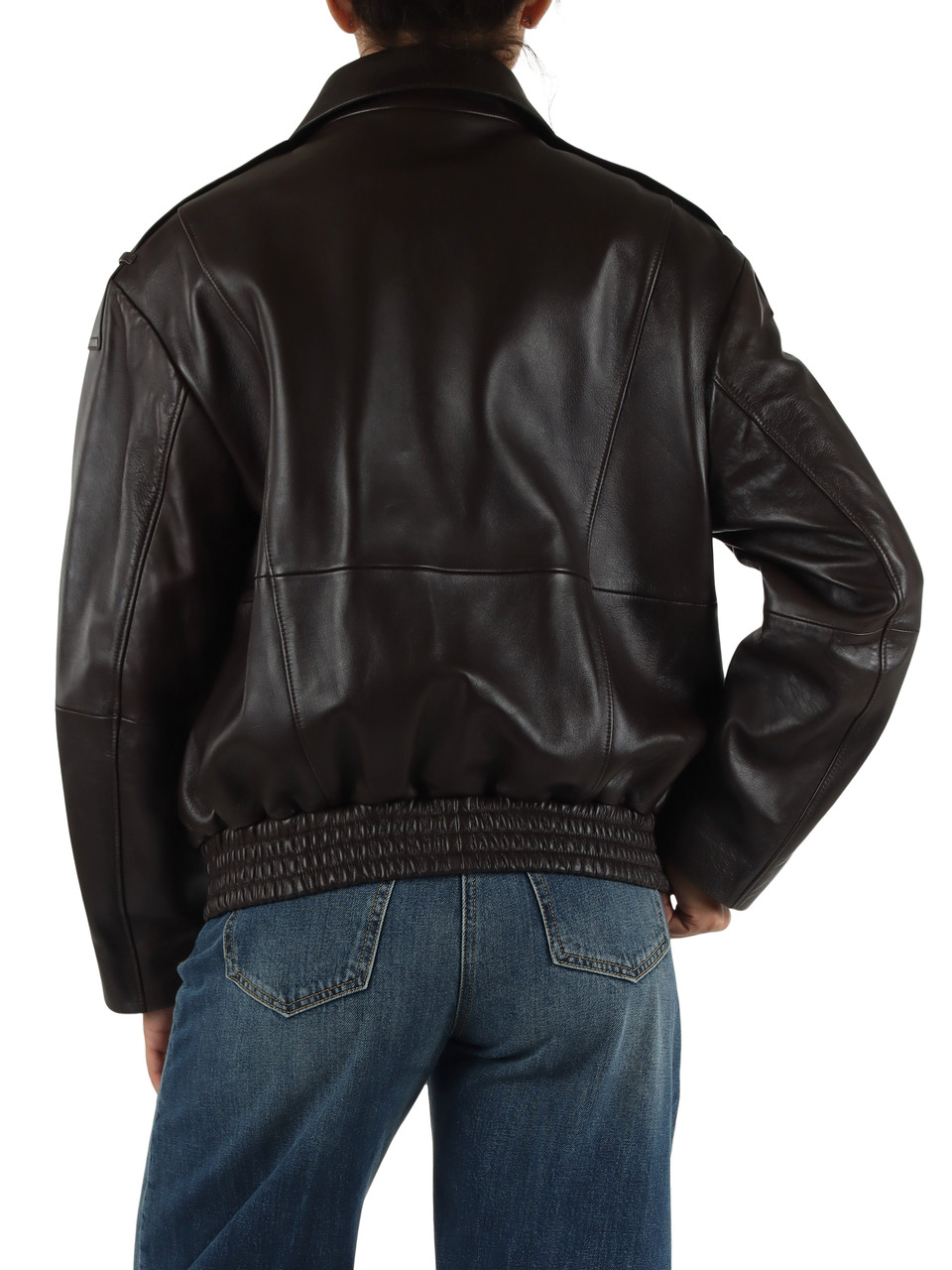 MARRONE | Giacca in pelle oversize