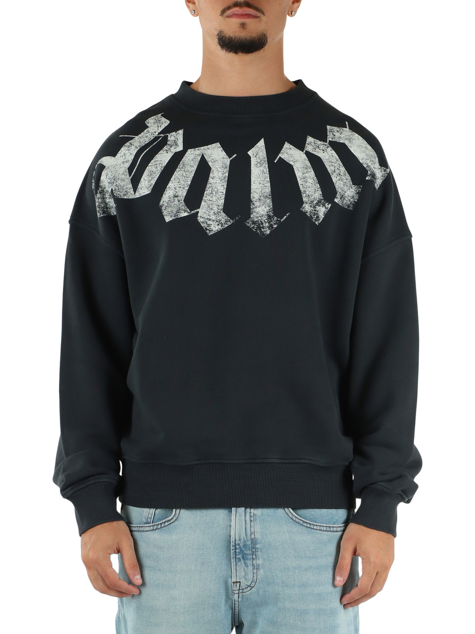 GRIGIO SCURO | Felpa loose fit in cotone garzato con scritta logo