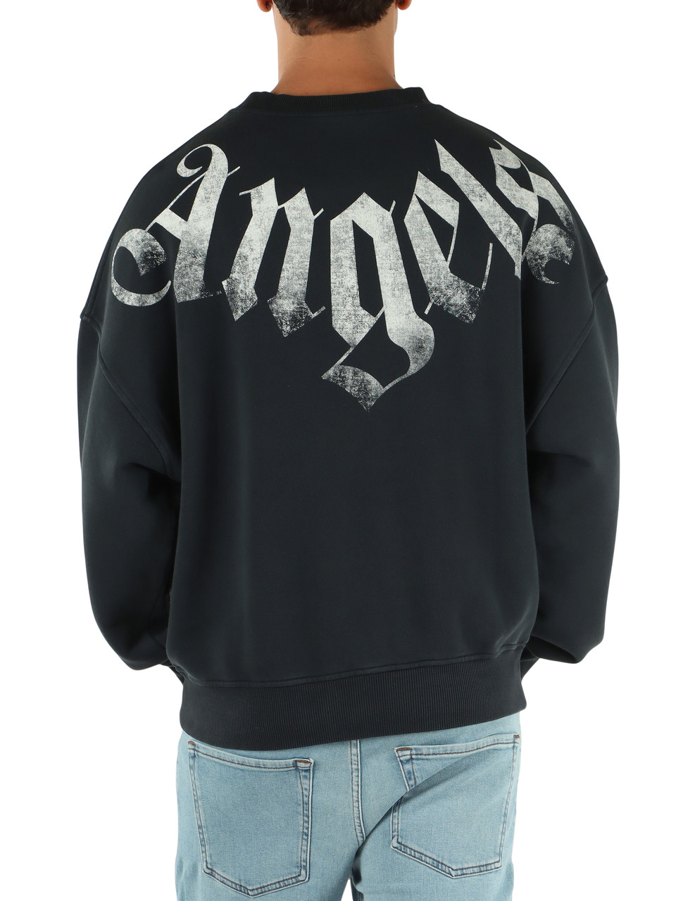 GRIGIO SCURO | Felpa loose fit in cotone garzato con scritta logo