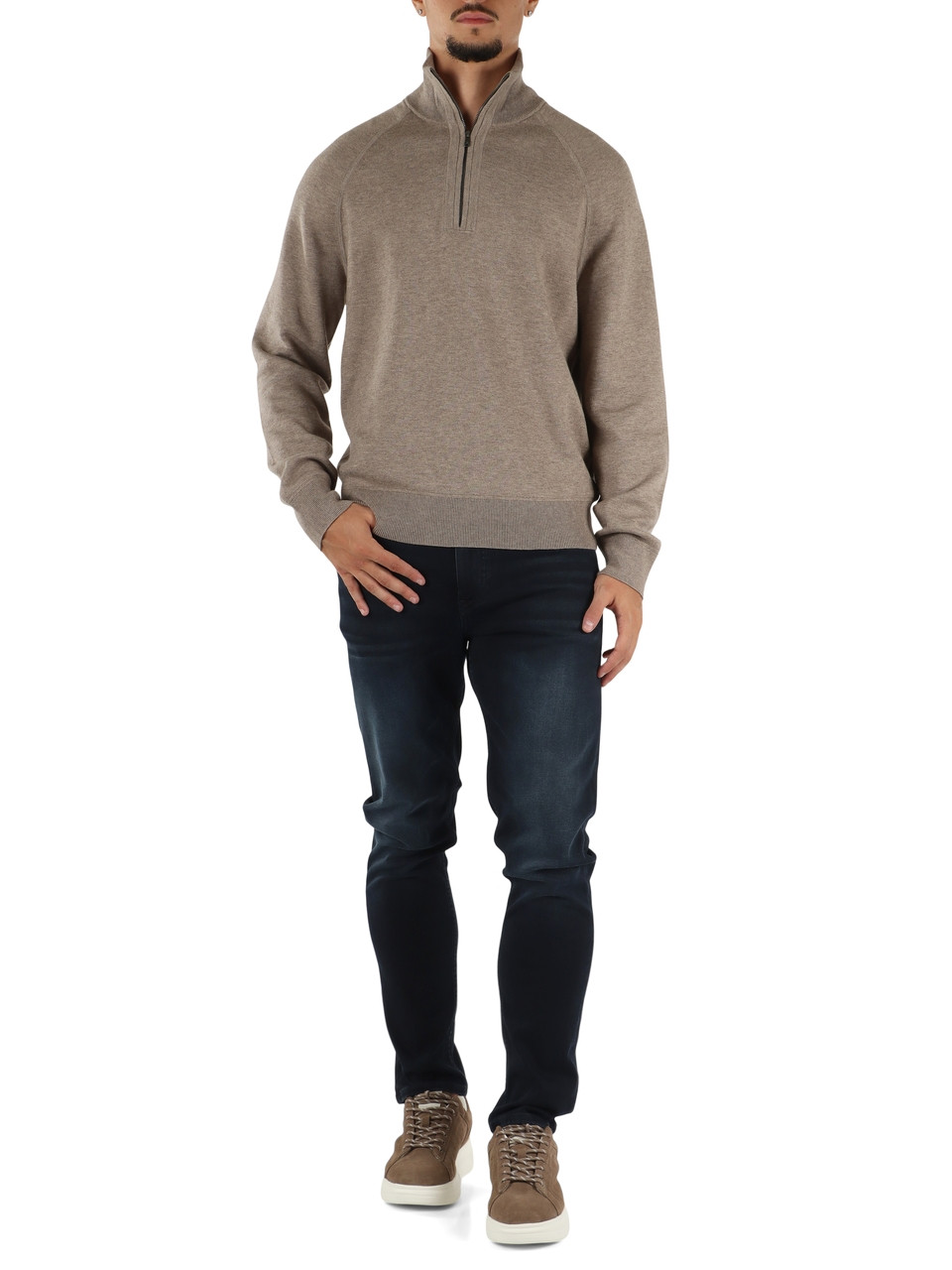 TORTORA | Halbzip-Pullover aus Baumwolle und reiner Wolle
