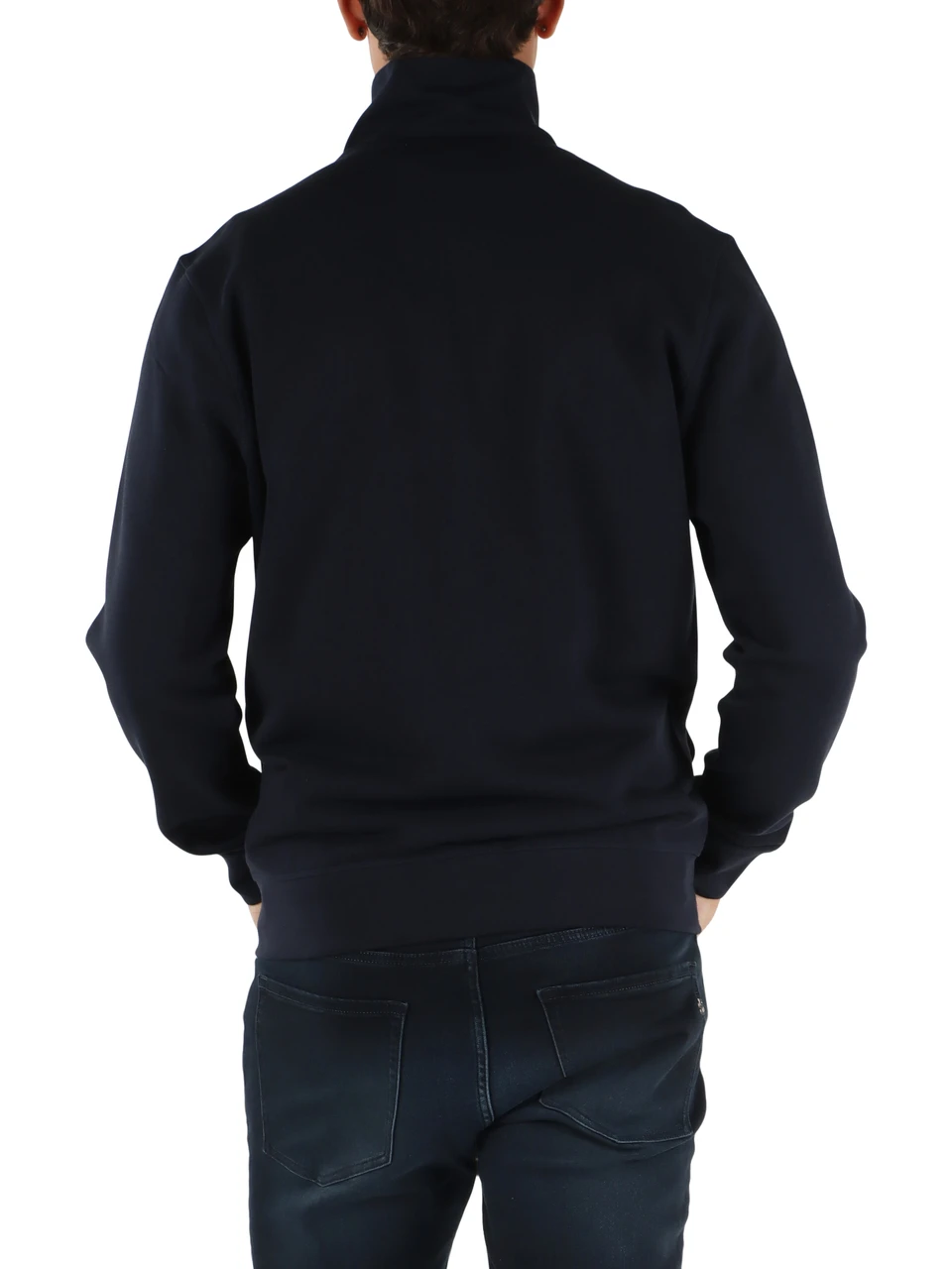 BLU SCURO | Felpa in cotone con zip e patch logo