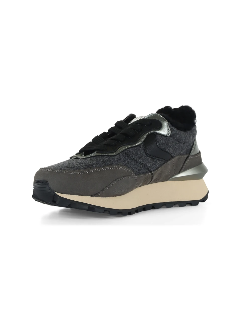 GRIGIO SCURO | Sneakers in pelle e tessuto QWARK HYPE FUR