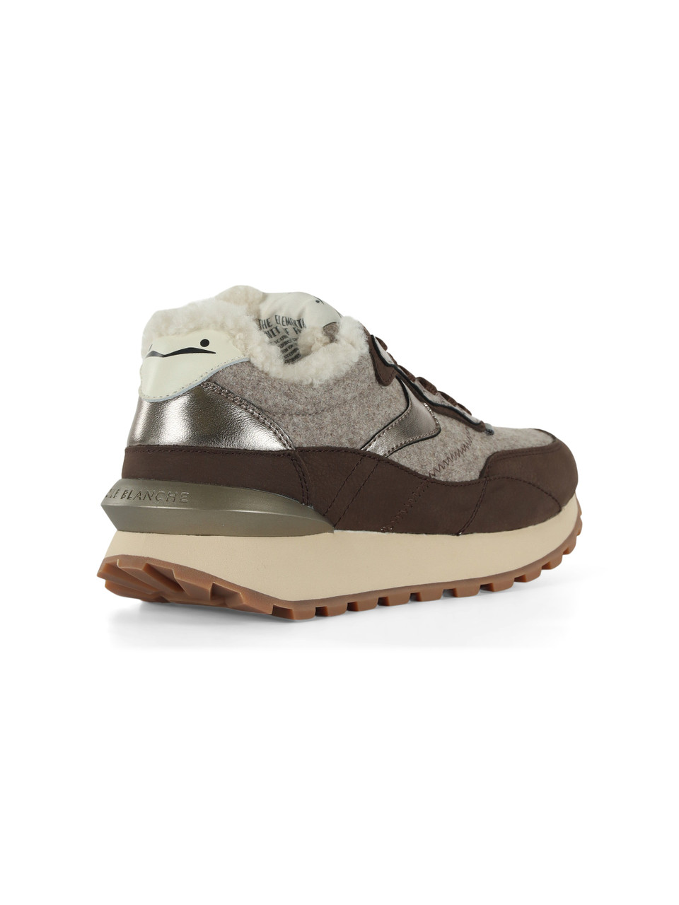 MARRONE | Sneakers in pelle e tessuto QWARK HYPE FUR