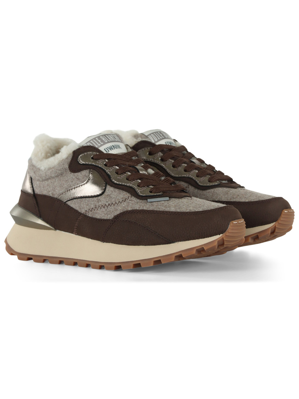 MARRONE | Sneakers in pelle e tessuto QWARK HYPE FUR