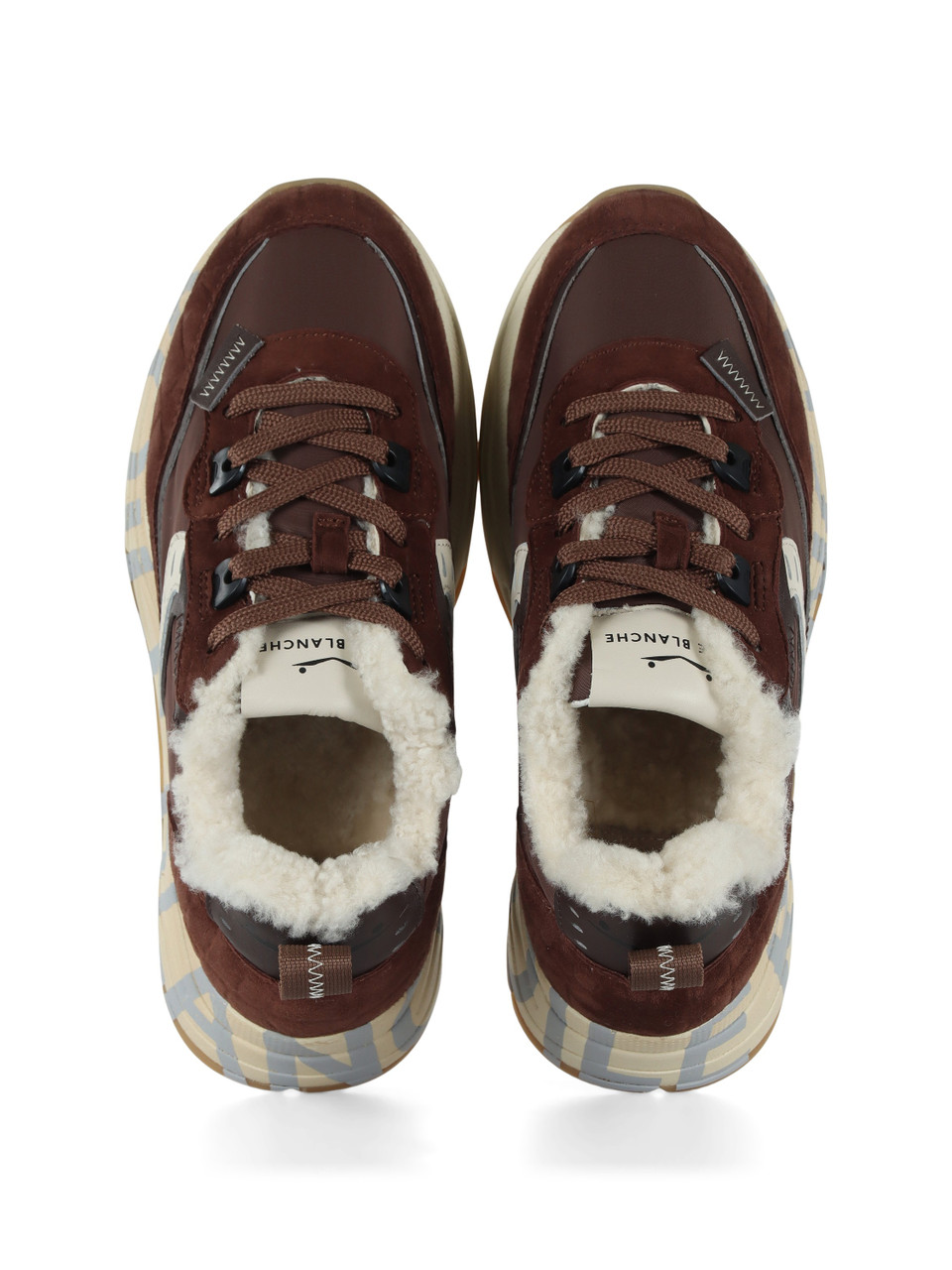 MARRONE | Sneakers in pelle e tessuto tecnico CLUB105 FUR