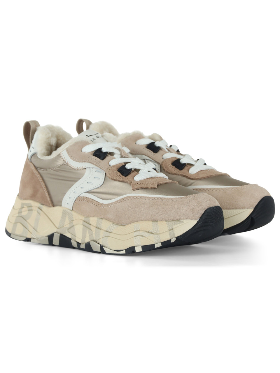 BEIGE | Sneakers in pelle e nylon laminato CLUB105 FUR