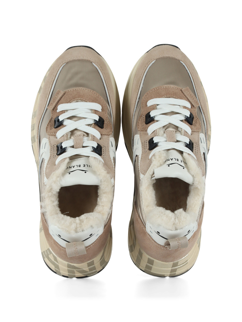 BEIGE | Sneakers in pelle e nylon laminato CLUB105 FUR