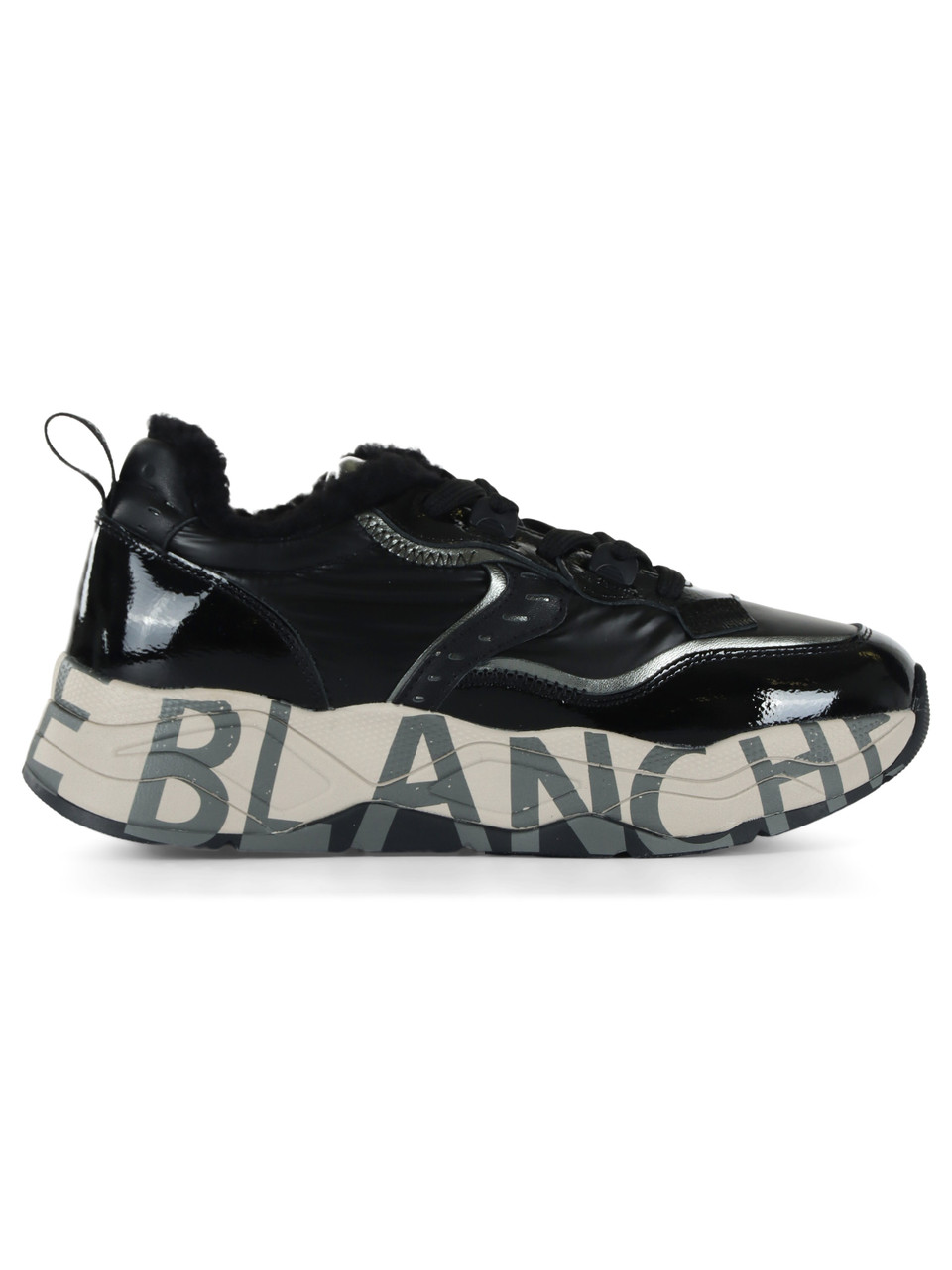 NERO | Sneakers in vernice e nylon laminato CLUB105 FUR