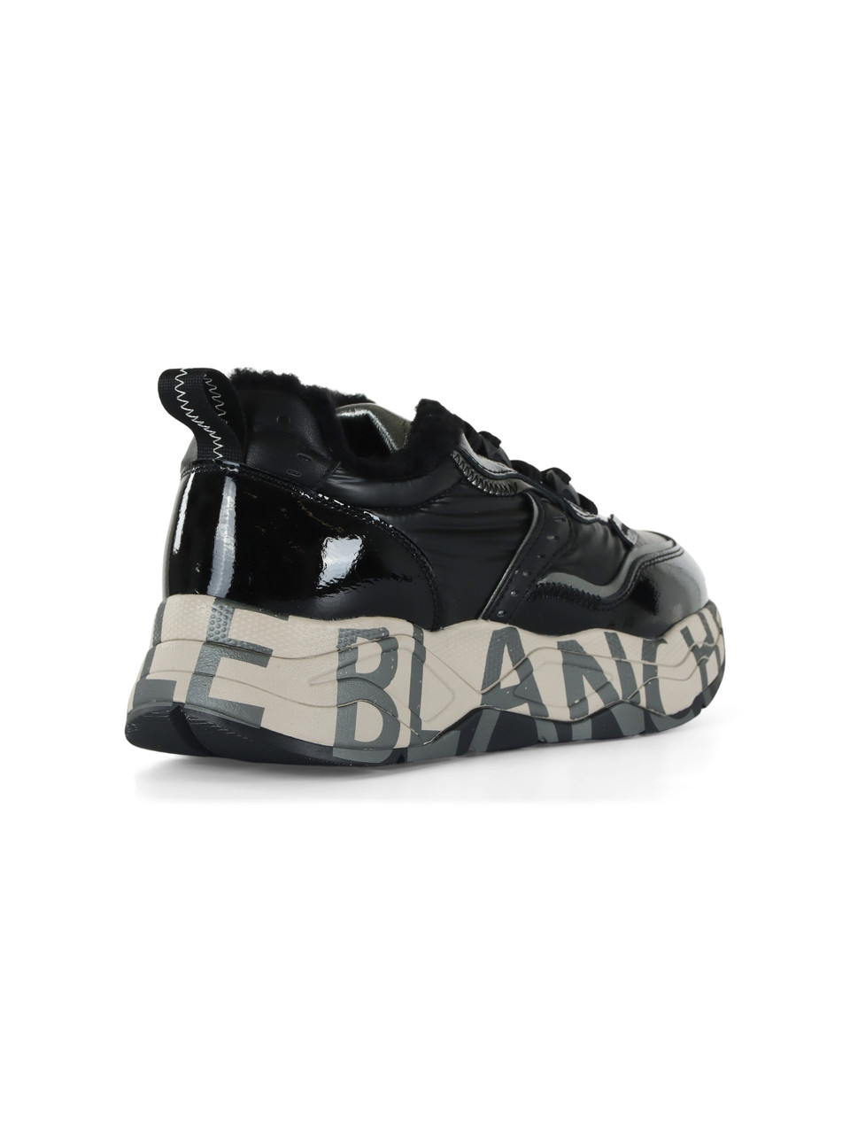 NERO | Sneakers in vernice e nylon laminato CLUB105 FUR