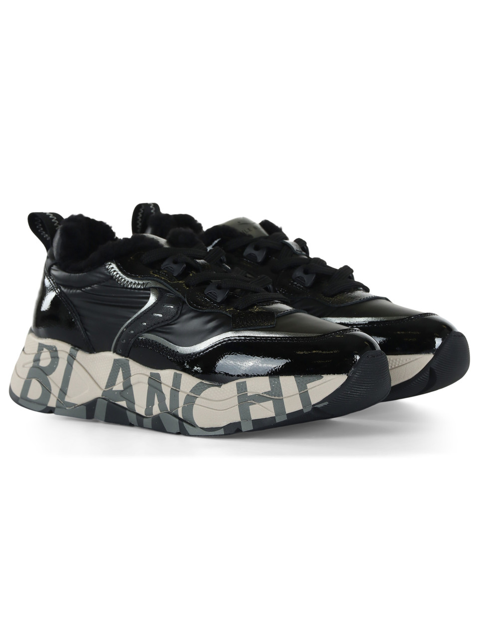 NERO | Sneakers in vernice e nylon laminato CLUB105 FUR