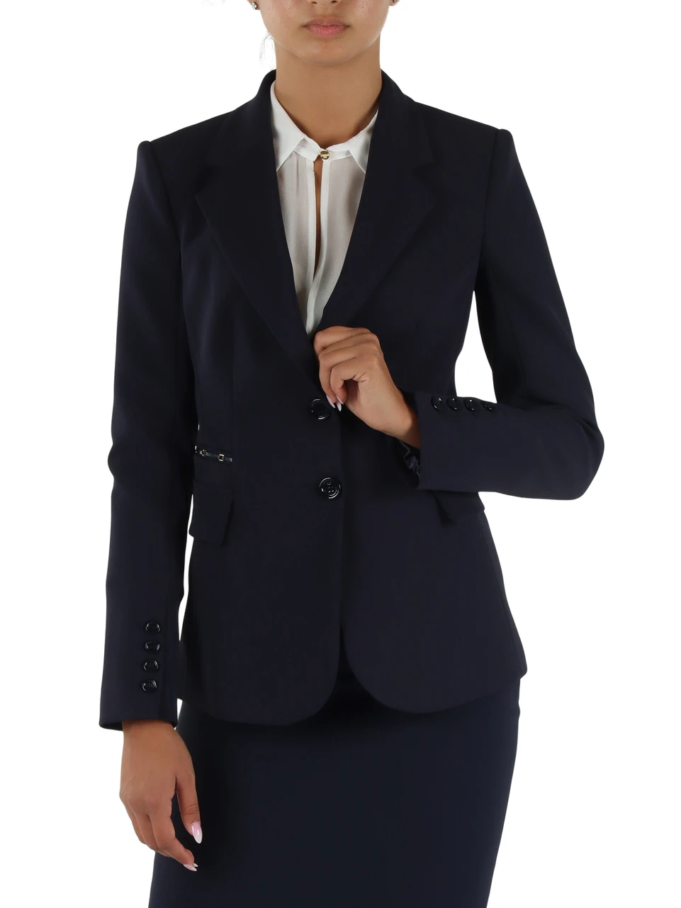 Dunkelblau | Essentials-Jacke aus doppelt stretchigem Krepp