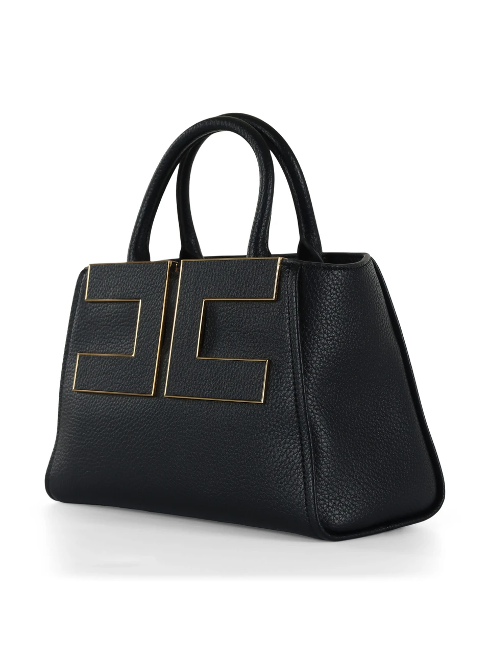 NERO | Borsa tote effetto martellato con placca logo