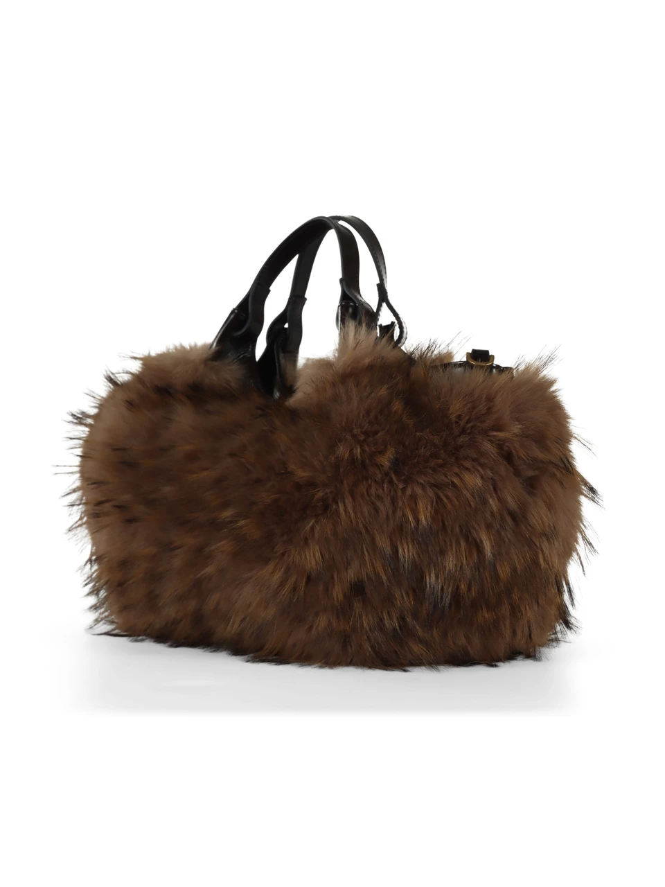 MARRONE | Borsa a mano DUA Medium in pelle ed ecopelliccia