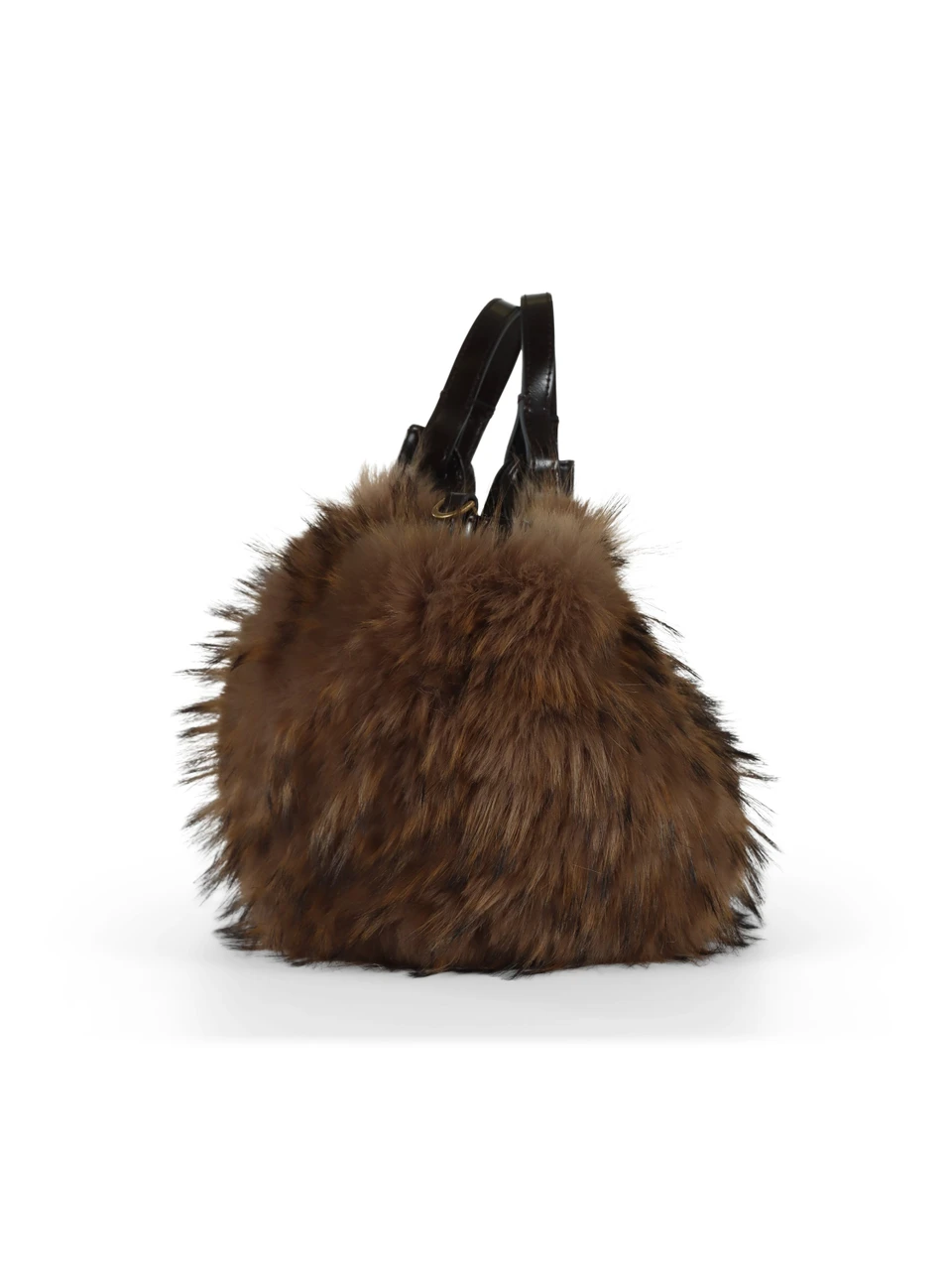 MARRONE | Borsa a mano DUA Medium in pelle ed ecopelliccia