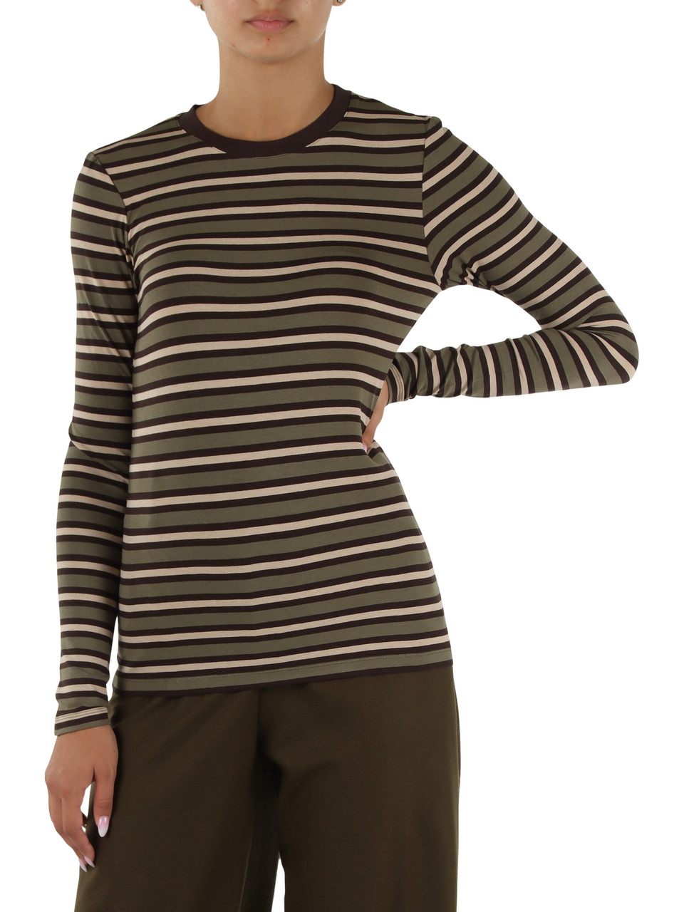 Militärgrün | Langarmshirt aus Stretch-Viskose